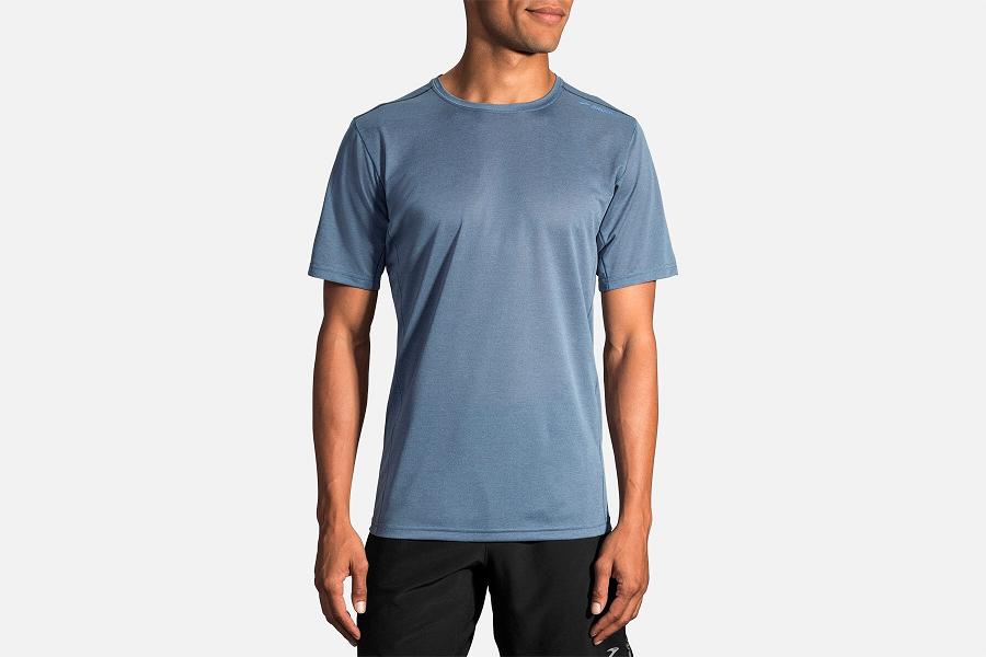 Brooks Ghost Men Clothes & Running Shirt Blue FUD814270